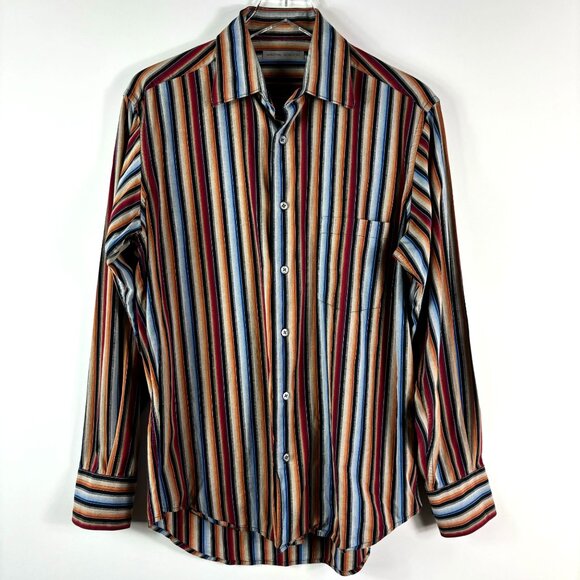 Martin Gordon striped shirt M button down long sl rainbow multicolored office - Picture 2 of 11